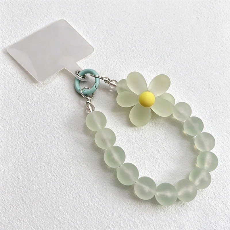 CouldNook Round Bead Flower Phone Charm - Loop Cord Attachment