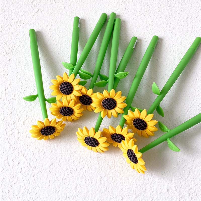CouldNook Flower Gel Pen - Leafy Stem Barrel And Yellow Petals