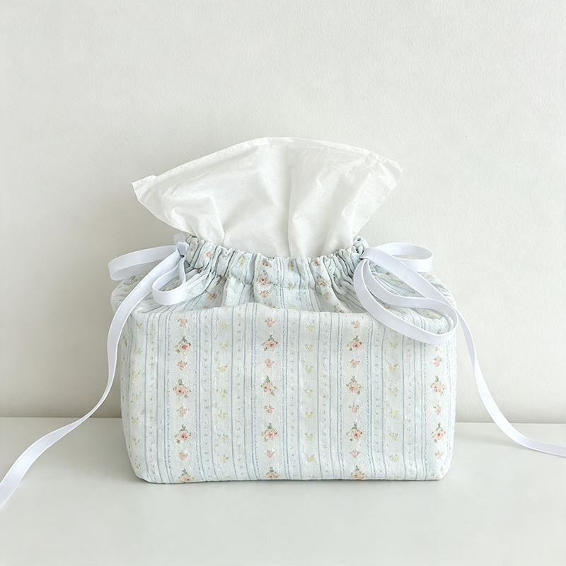 CouldNook Tiny Print Tissue Box - Soft Gathered Table Cover