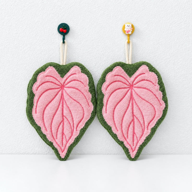 CouldNook Leaf Hand Towel - Heart Outline and Raised Veins