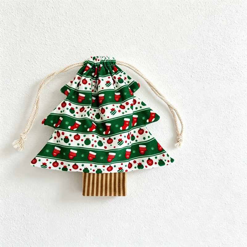 CouldNook Christmas Tree Drawstring Gift Bag - Printed Tree-Shaped Design