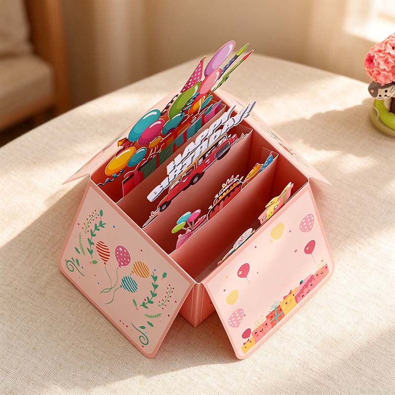 Birthday Pop-Up Box Card with Balloons and Cake