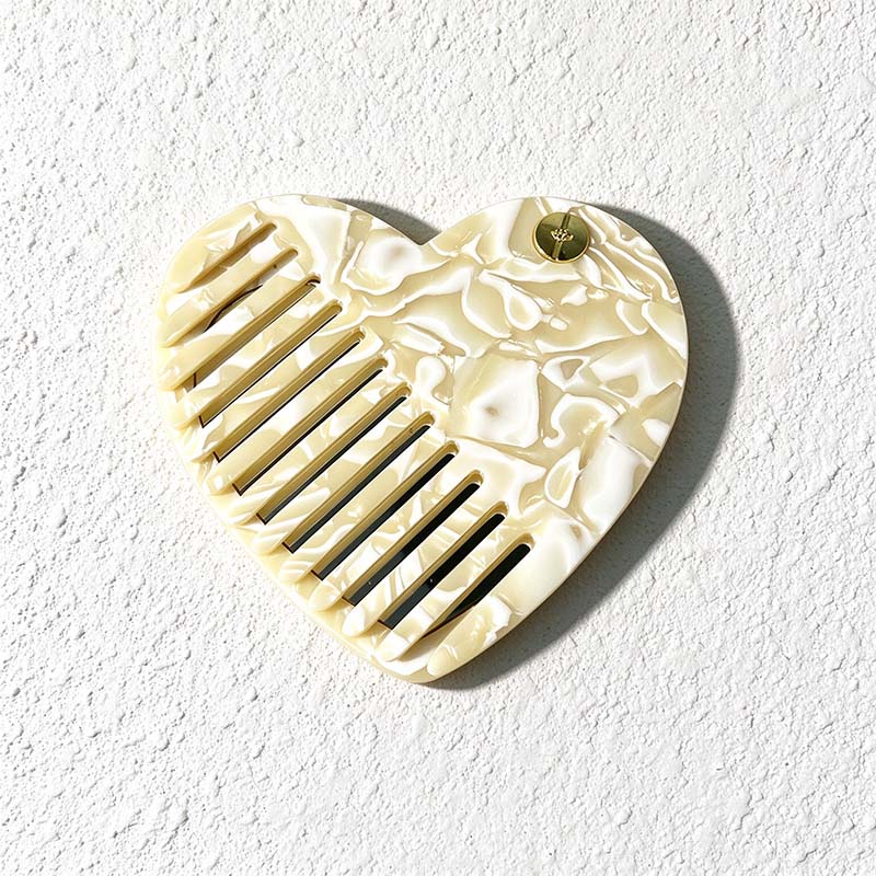 CouldNook Heart Mirror Comb - Marbled Acetate and Swivel Opening Detail