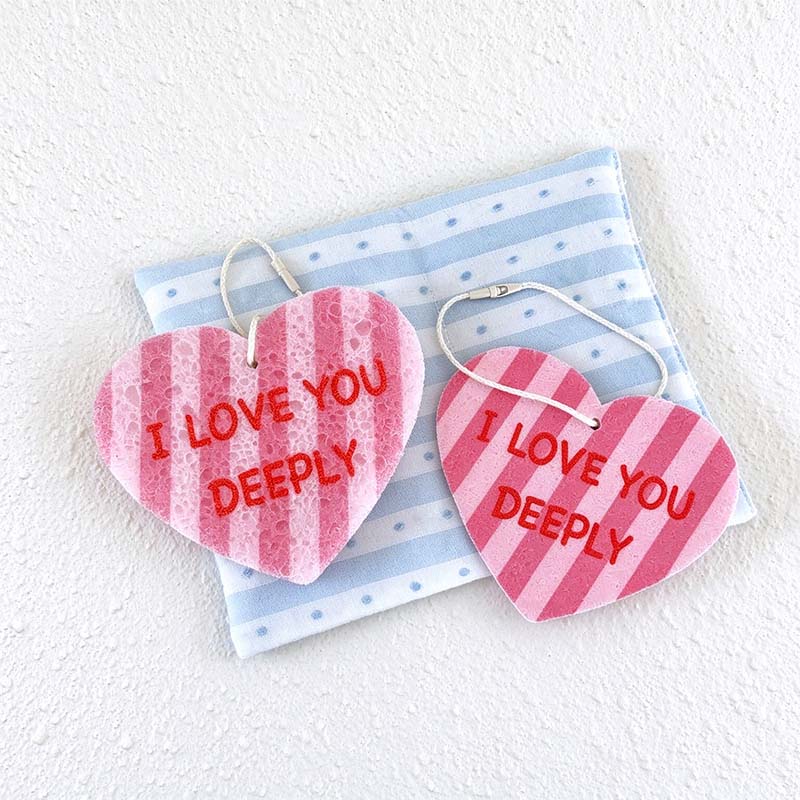 CouldNook Heart Dishwashing Sponge - Printed Messages And Included Hanging Cord
