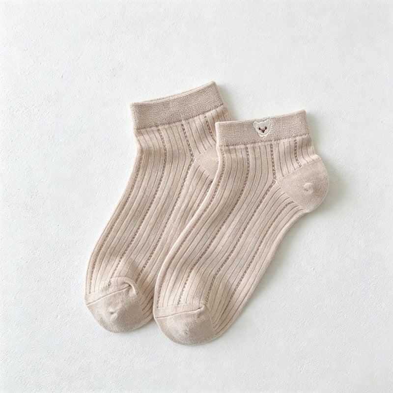 CouldNook Embroidered Ankle Socks - Small Heart Accent