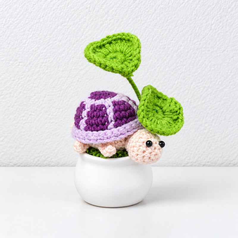 CouldNook Crocheted Character Pot Ornament - Colorful Figures And White Pots