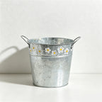 CouldNook Floral Iron Storage Bucket - Aesthetic Desktop Metal Organizer