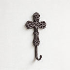 CouldNook Cross Wall Hook - Cast Iron Scrollwork and Curved Tip