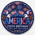 CouldNook Anniversary Wooden Wall Sign - Eagle Artwork and Firework Motifs