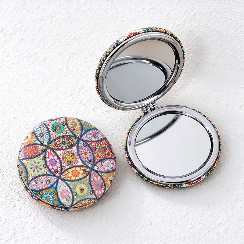 CouldNook Patterned Compact Mirror - Round Glitter Cover and Dual Mirrors