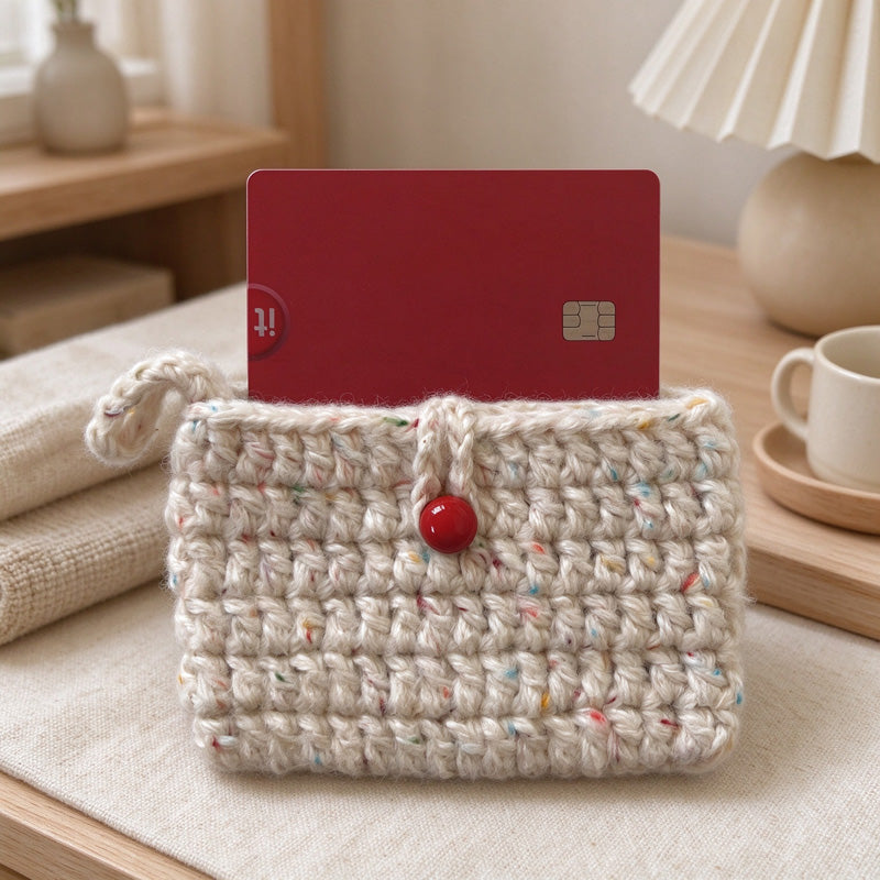 Crochet Card Pouch with Mixed-Yarn Texture