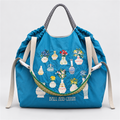 Vase and Flower Embroidered Shopping Bag