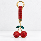 CouldNook Cherry Keychain - Twin Rhinestone Fruits and Coordinating Short Strap