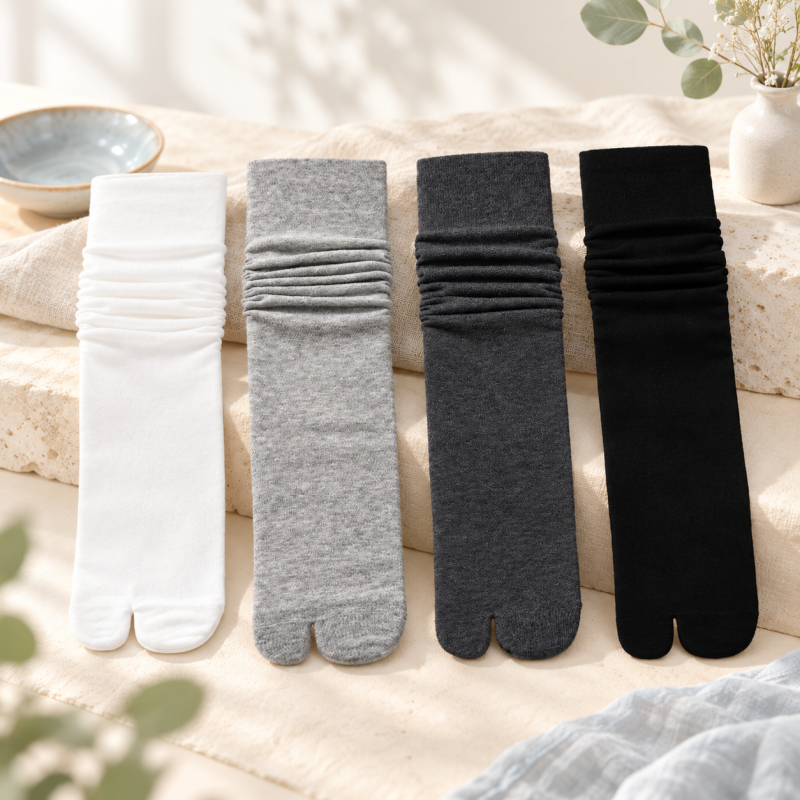 CouldNook Slouch Split-Toe Socks - Plain Long Legs