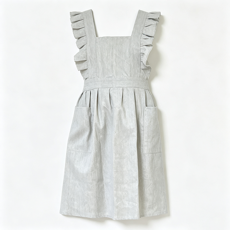 CouldNook Solid Ruffle Apron - Deep Tone Kitchen Pinafore