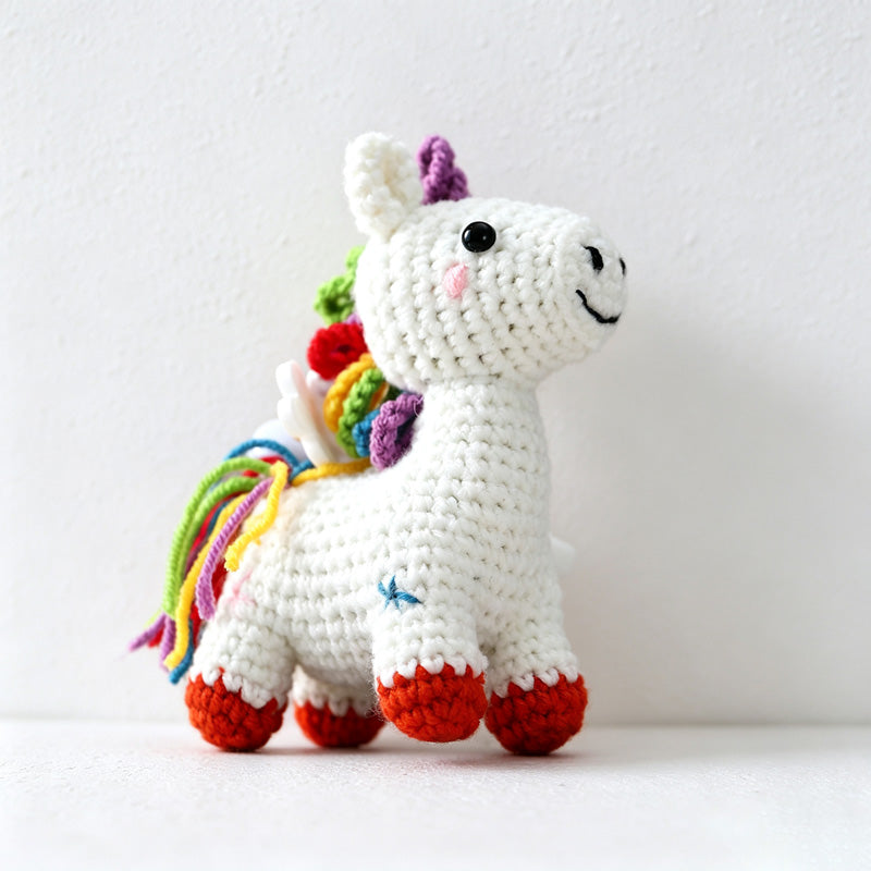 CouldNook Yarn Rainbow Horse Ornament - Colorful Mane Details