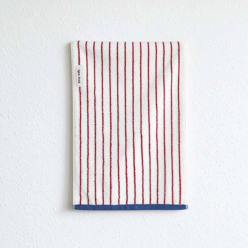 CouldNook Fine Stripe Cotton Towel - Contrasting End Borders And Label