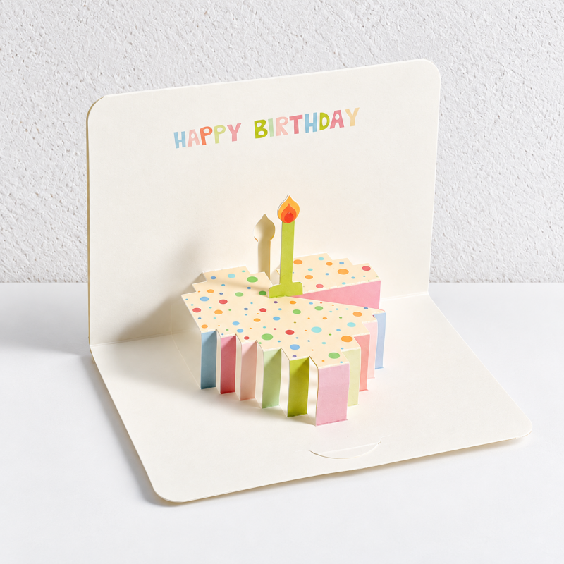 CouldNook Birthday Pop-Up Card - Colorful Round Centerpiece and Minimal White Pages