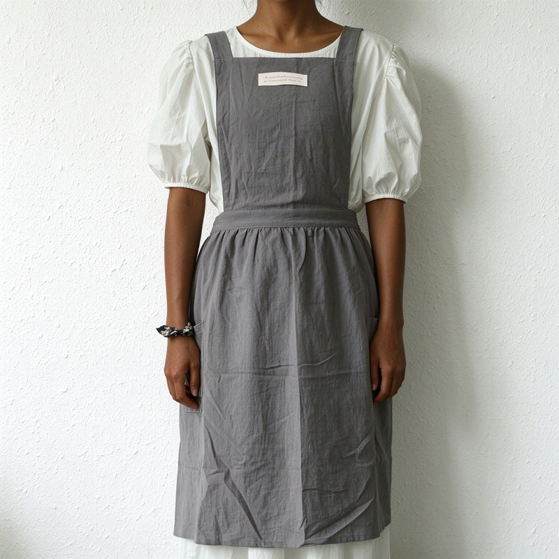 CouldNook Gathered Waist Work Apron - Twin Patch Pockets