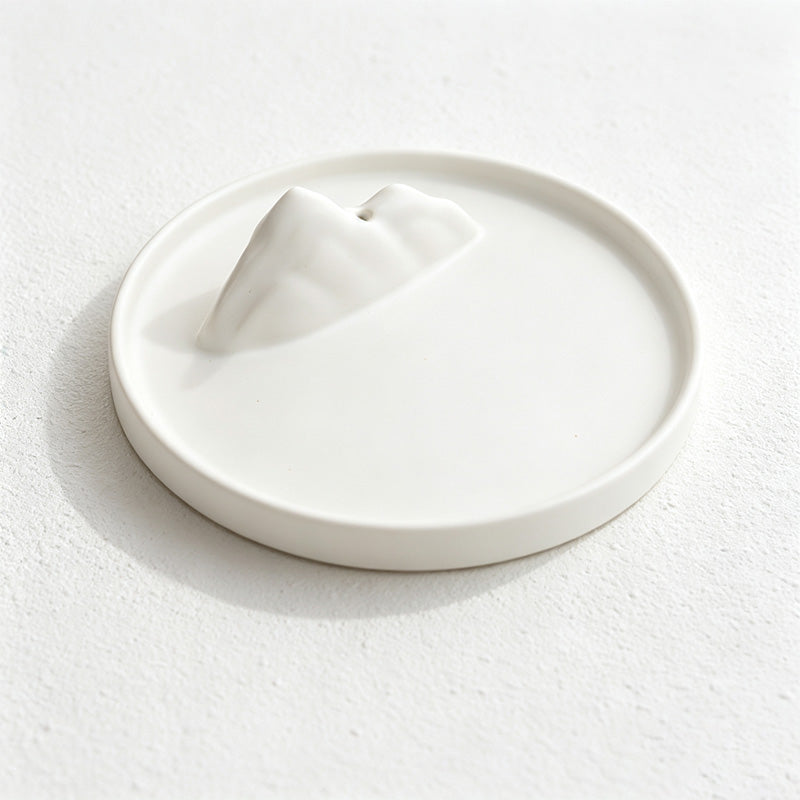 CouldNook Mountain Incense Holder - Sculpted Peak and Circular Rimmed Tray