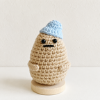 CouldNook Yarn Potato Doll Ornament - Wooden Display Base