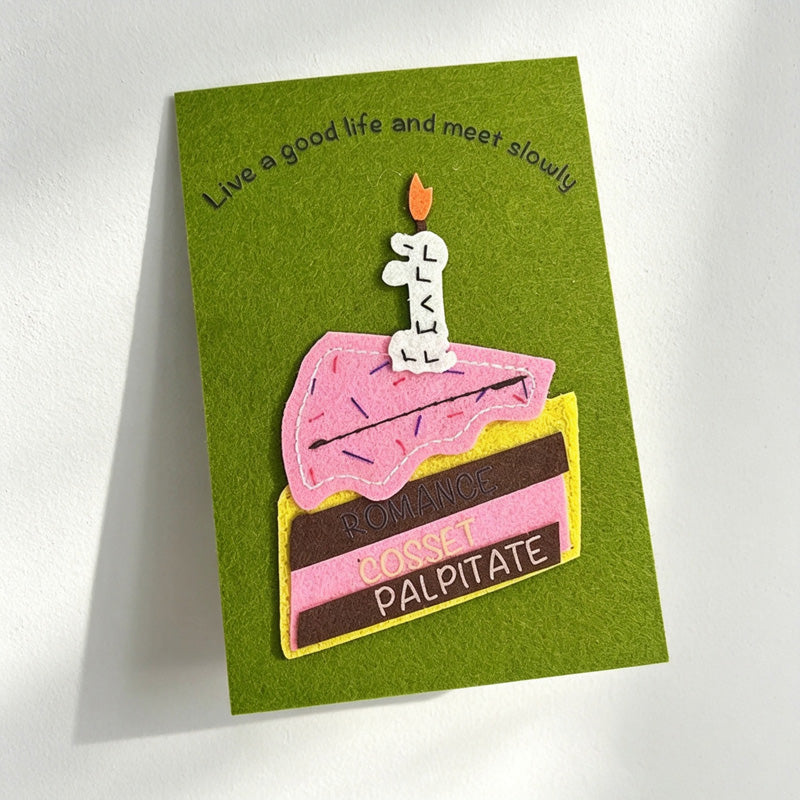 CouldNook Fabric Birthday Greeting Card - Raised Cake Motifs