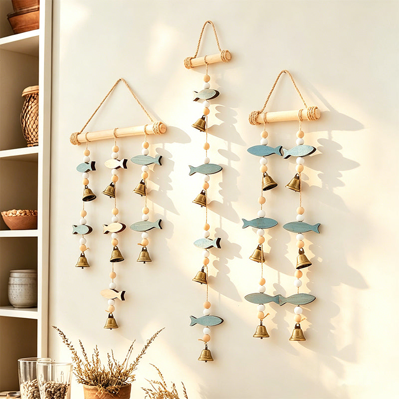 CouldNook Mediterranean Fish Hanging Decor - Coastal Shell Bell Ornament