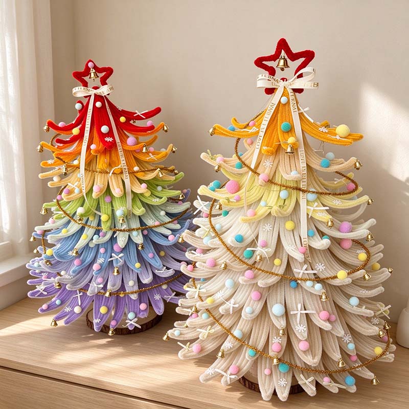 CouldNook Chenille Christmas Tree Kit - Curled Branches And Colorful Layers