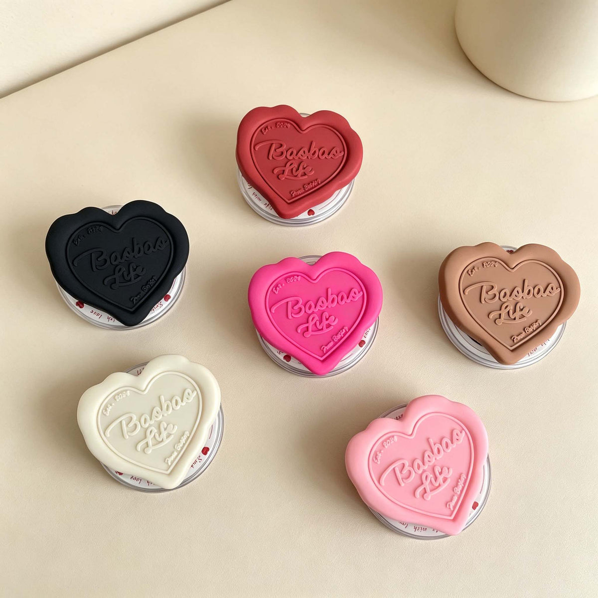CouldNook Heart Magnetic Phone Grip Stand - Cream-Style Raised Design