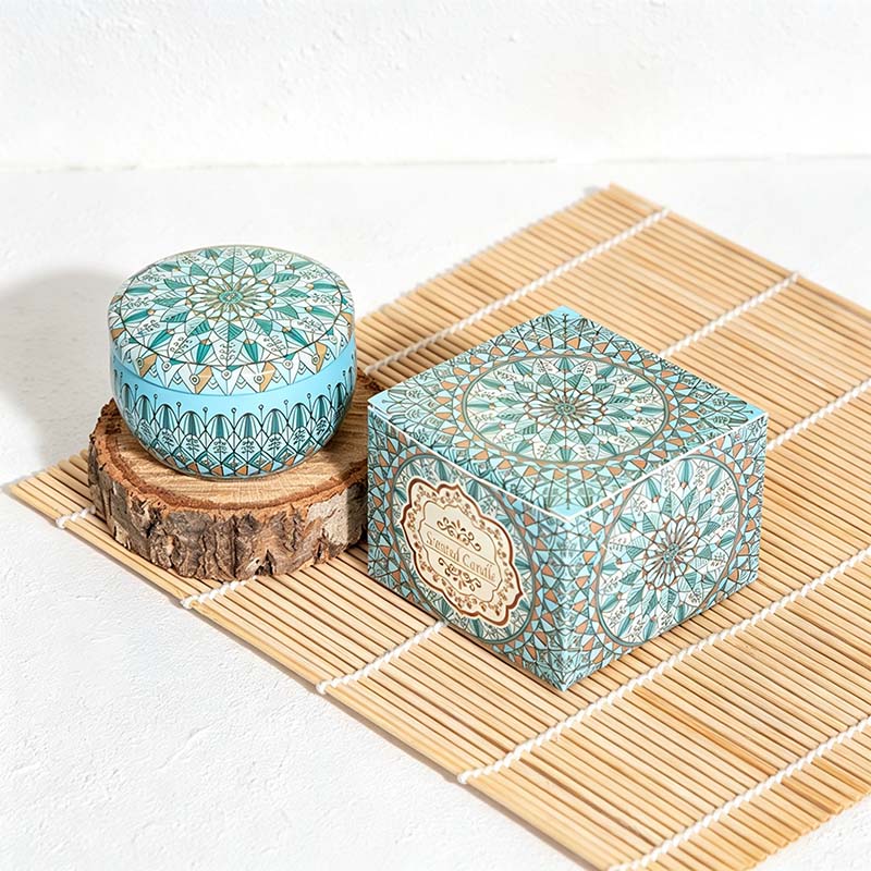 CouldNook Patterned Tin Scented Candle - Decorative Lid And Floral Wax Accents