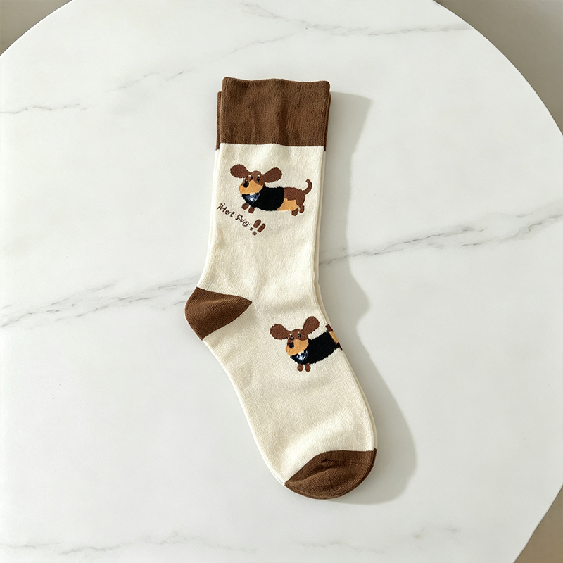 CouldNook Cozy Dog Motif Crew Socks - Everyday Footwear Accent