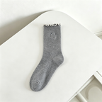 CouldNook Cozy Embroidered Scallop Crew Socks - Everyday Footwear Accent
