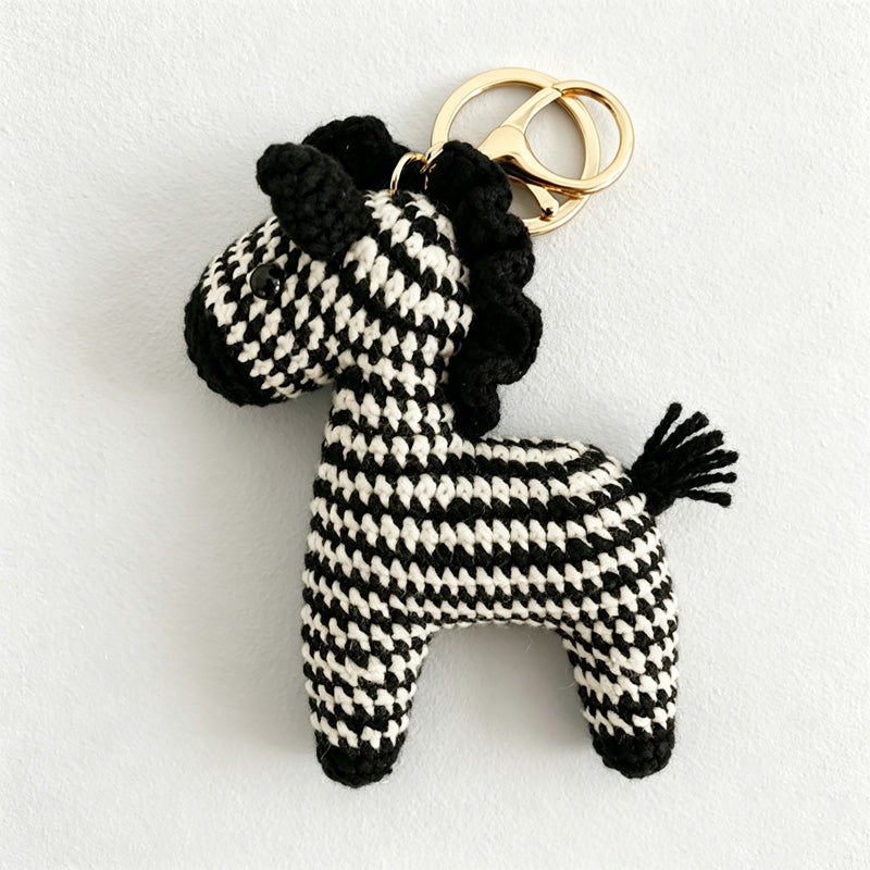 CouldNook Yarn Horse Doll Keychain - Solid and Striped Designs