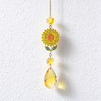 CouldNook Flower Teardrop Suncatcher - Jeweled Bloom And Linked Faceted Drop