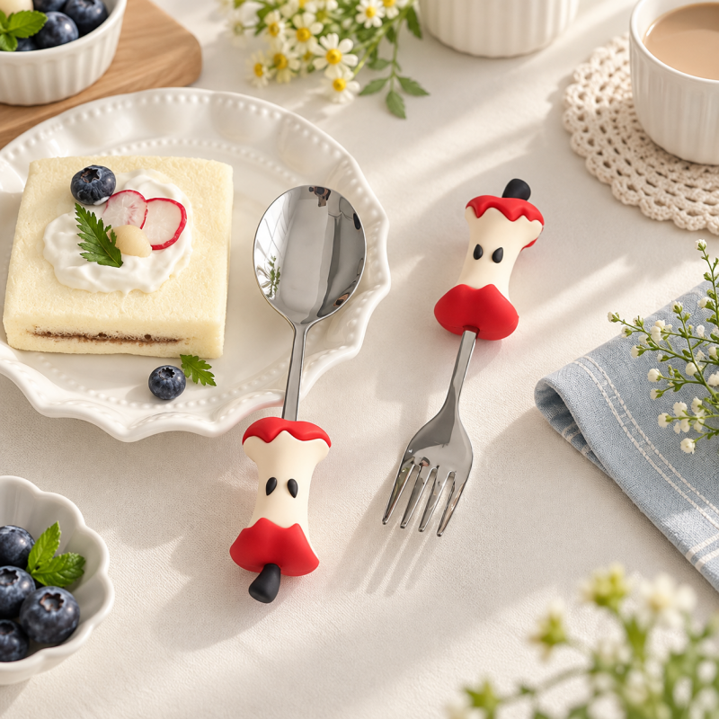 Apple Core Utensil - Sculpted Handle and Seed Details