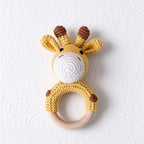 CouldNook Crochet Animal Rattle - Wooden Ring and Textured Figure