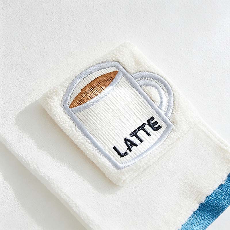 CouldNook Embroidered Cotton Towel - Illustrated Motifs And Contrast Edges