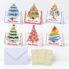 CouldNook Painted Christmas Tree Greeting Card - Colorful Cutout Top