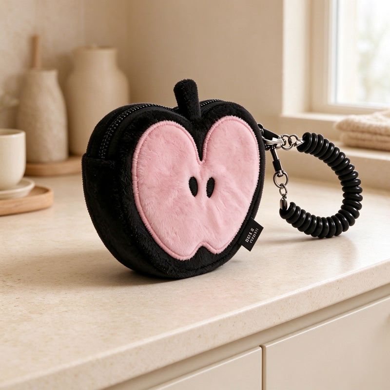 Apple Coin Purse Bag Charm with Coiled Loop