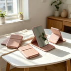 CouldNook Rounded Folding Compact Mirror - Fold-Out Tabletop Stand