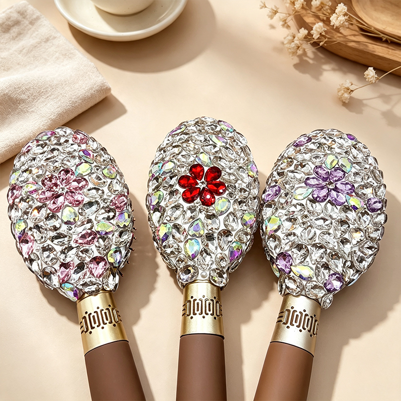 CouldNook Bling Rhinestone Hair Brush - Scalp Massage Paddle Comb