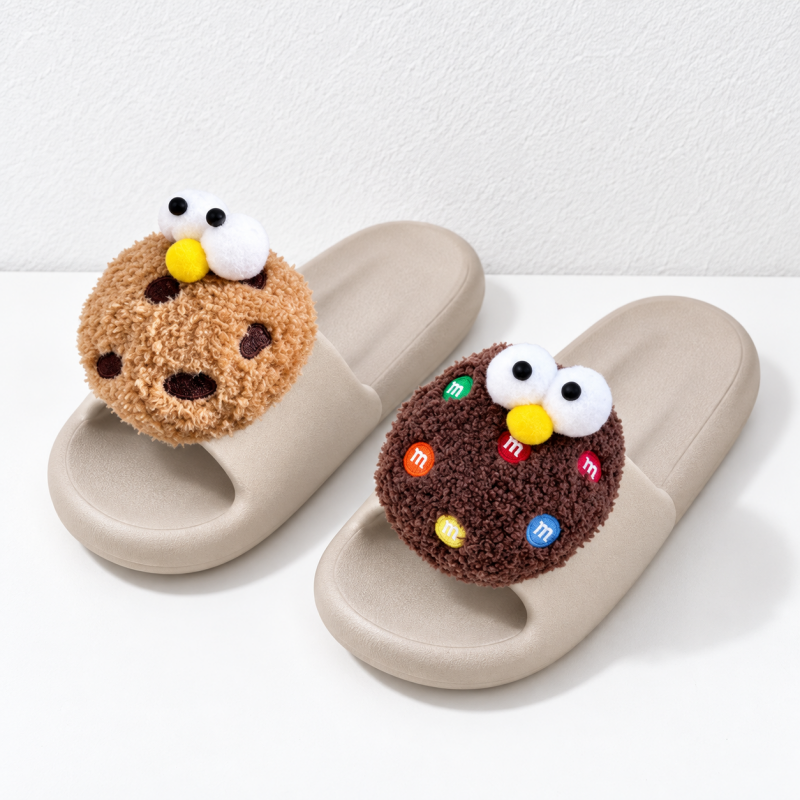 CouldNook Cartoon Eye EVA Slides - Cookie Face Strap