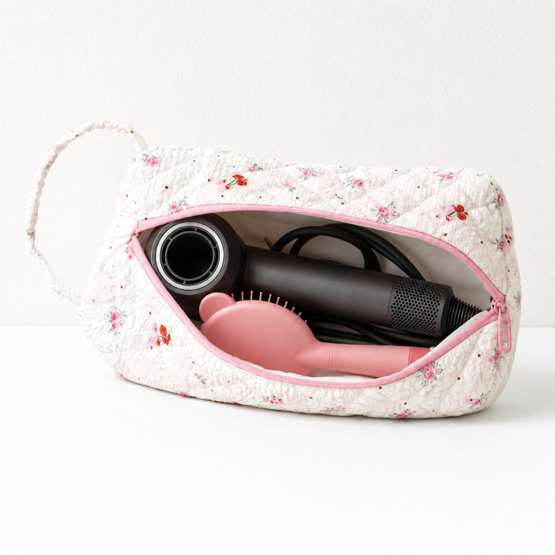 CouldNook Quilted Padded Hair Dryer Storage Bag‑Portable Handheld Hair Styling Tool Pouch
