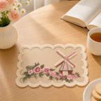 CouldNook Windmill Embroidery Table Mat - Soft Dining Accent