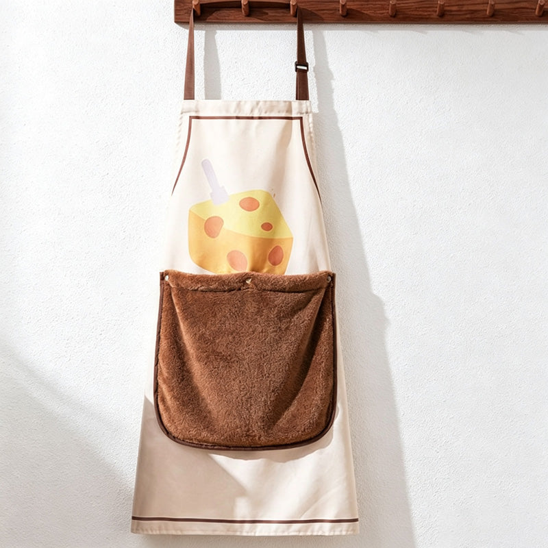 CouldNook Printed Kitchen Apron - Wide Pocket and Removable Towel