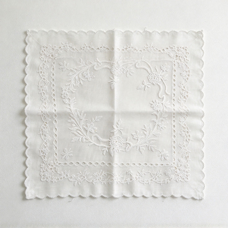 CouldNook Embroidered Lace Table Mat - Floral Stitching And Sheer Panels