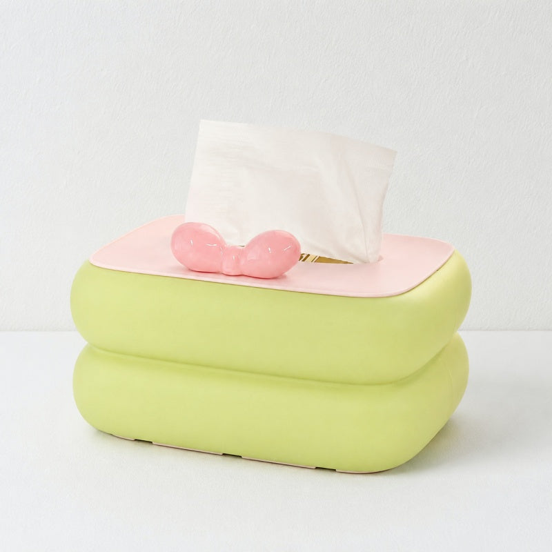 CouldNook Bowknot Plastic Desktop Tissue Box - Removable Base