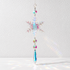 CouldNook Snowflake Suncatcher - Iridescent Facets and Shaped Glass Pendant Ends