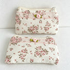 CouldNook Floral Coin Pouch - Lace-Edged Quilted Design Collection