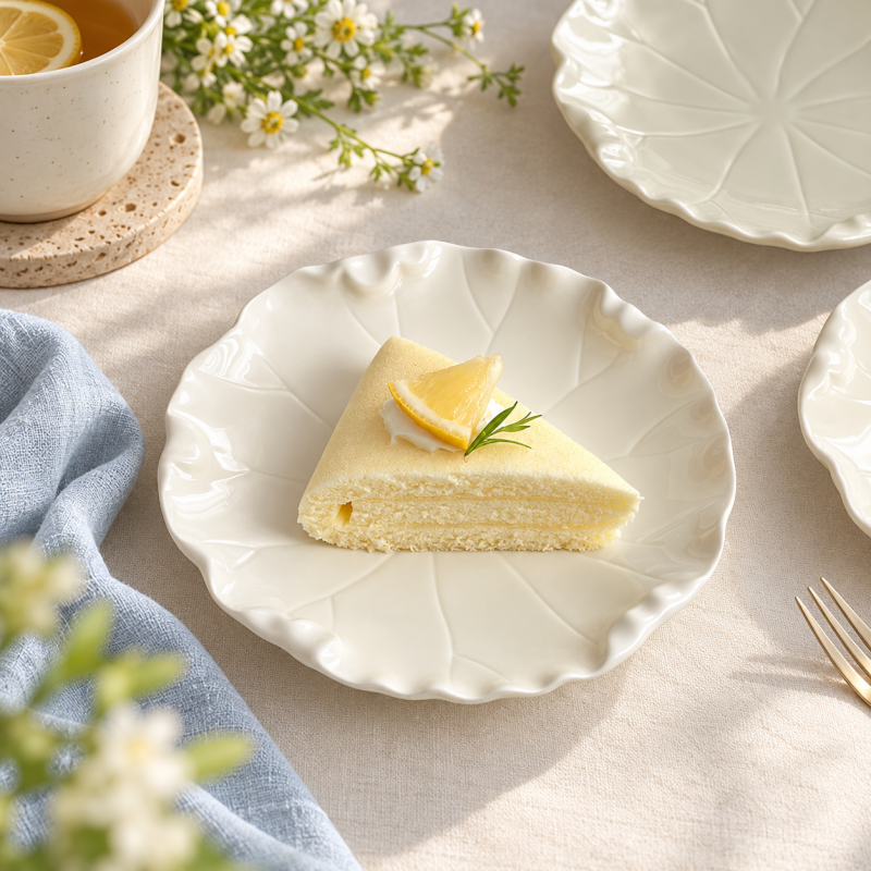 CouldNook Lotus Leaf Dessert Plate - Ruffled Edge